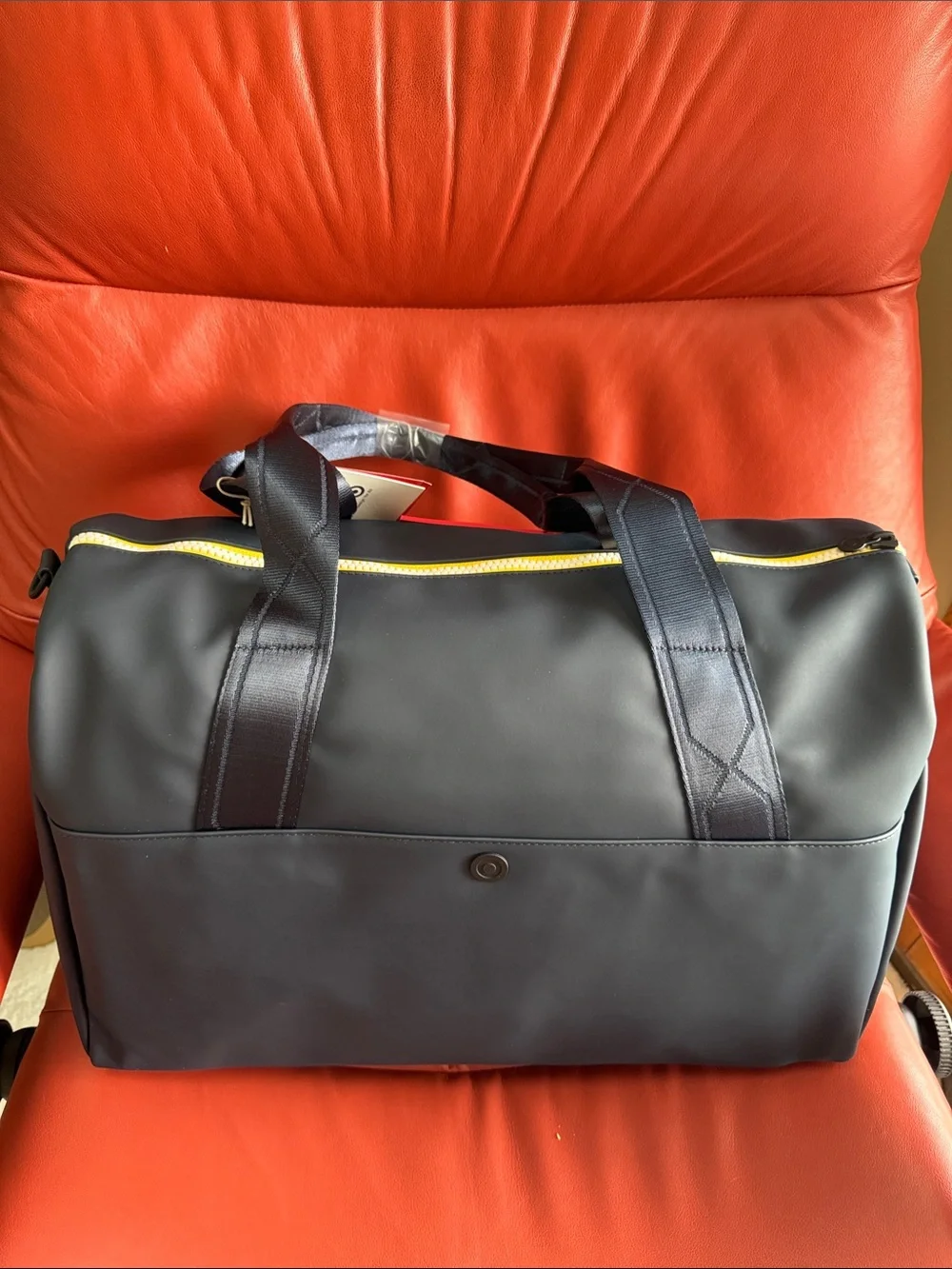 NWT Hunter for Target Weekender Duffle Bag, Navy Blue w/ Yellow Zipper
